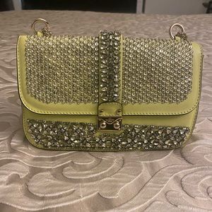 Valentino Glam Lock Shoulder Bag Embellished Leather Medium